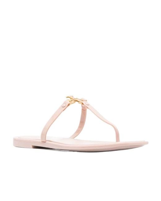 Tory Burch Natural Roxane T-Bar Strap Sandals