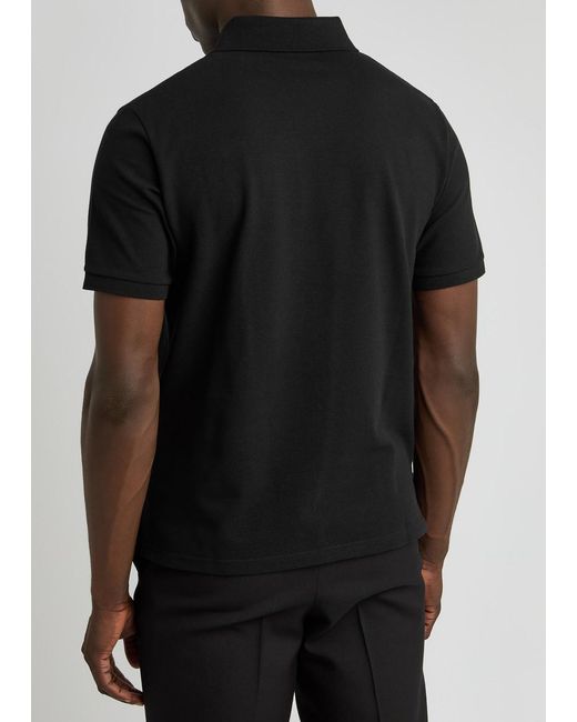 Saint Laurent Black Logo-Embroidered Piqué Cotton Polo Shirt for men