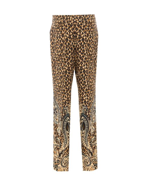Etro Natural Leopard-Print Trousers