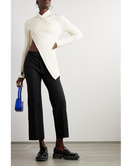 Proenza Schouler Black Wool Blend Straight Leg Casual Pants