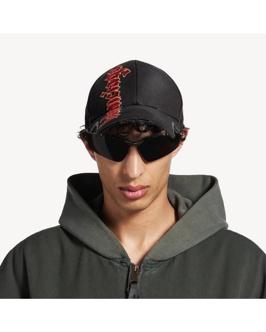 Balenciaga Black Distressed Gothic Placement No Closure Cap for men