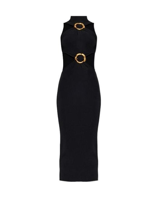 Cult Gaia Black Ring-Detail Cut-Out Midi Dress