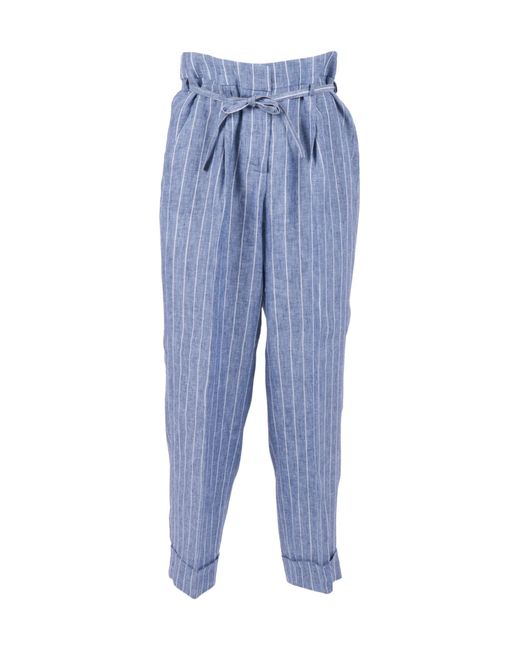 Peserico Blue Striped Trousers