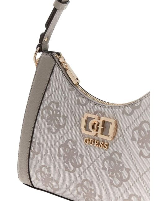 Guess Gray Karnilla Monogram-Pattern Shoulder Bag