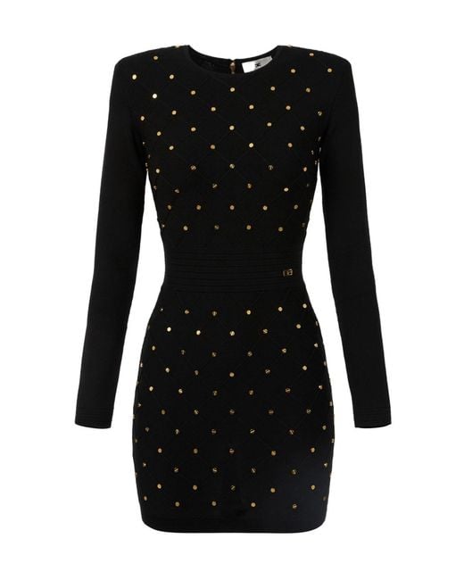Elisabetta Franchi Black Lisabetta Franchi Diamond-Shaped Pattern Knitted Mini Dress