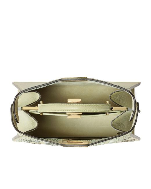 Fendi Metallic Sage Leather Bag With Ff Interlacing
