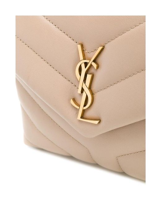 Saint Laurent Natural Loulou Toy Logo Plaque Shoulder Bag