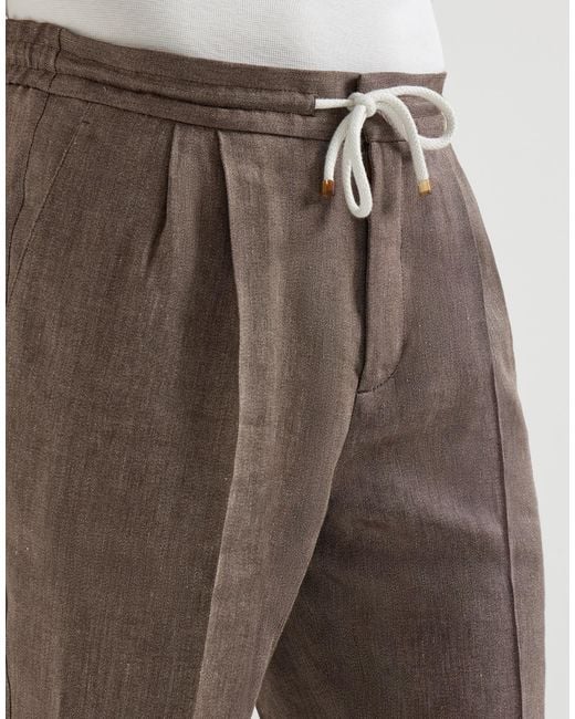 Brunello Cucinelli Brown Drawstring Trousers for men