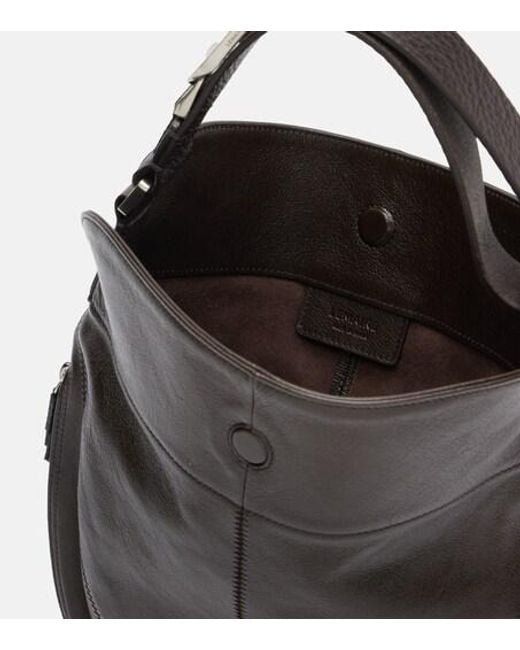 Lemaire Black Quiver Clip Medium Leather Shoulder Bag