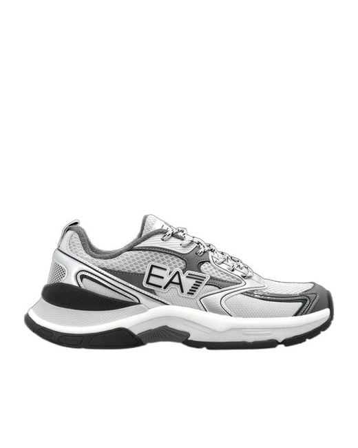 EA7 White Round-Toe Sneakers for men