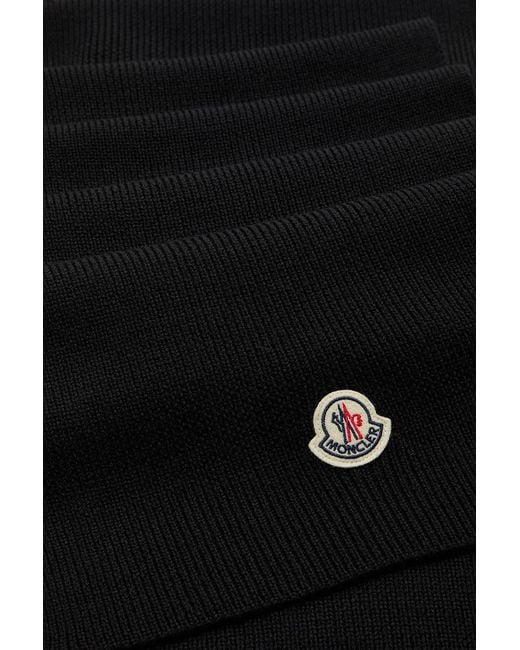 Moncler Black Logo Patch Knit Scarf for men