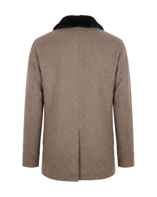 Montecore Brown Double-Breasted Faux-Fur Collar Coat for men