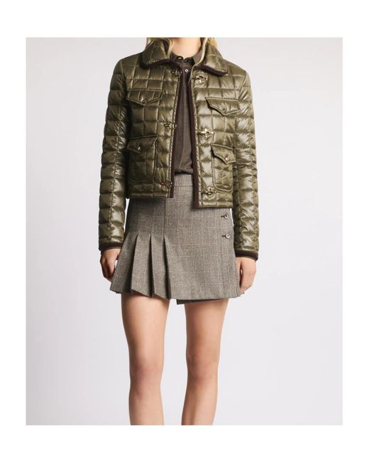 Fay Green 3 Ganci Quilted Checkered Jacket