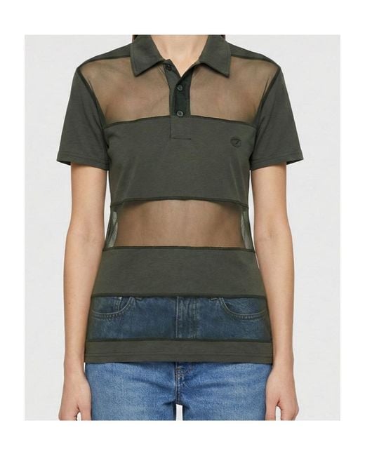 Coperni Green 'sheer Striped' Polo Shirt