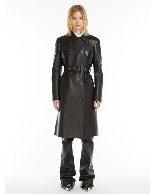 Sportmax Black Double-Breasted Belted Coat