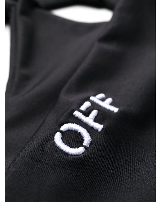 Off-White c/o Virgil Abloh Black Logo Embroidered One-Shoulder Bikini Set