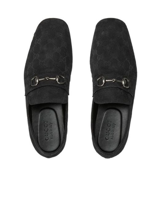 Gucci Black Worn-Out Effect Horsebit Loafers for men