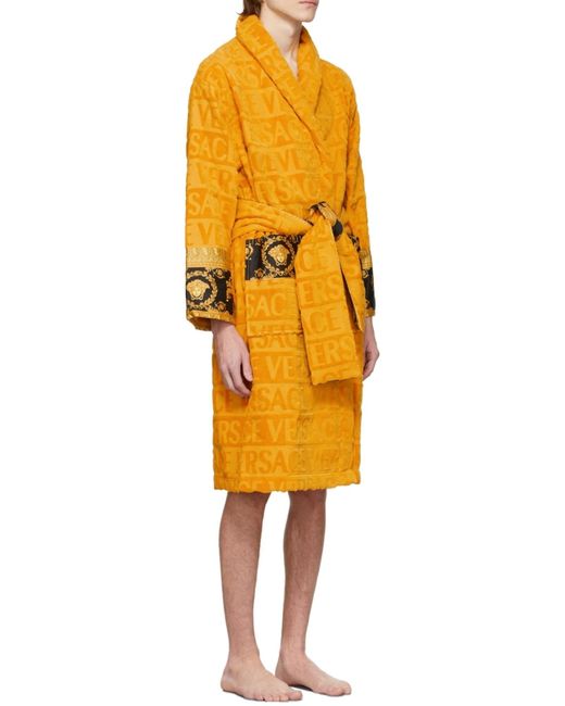 Versace Yellow I Love Baroque Belted Bathrobe for men