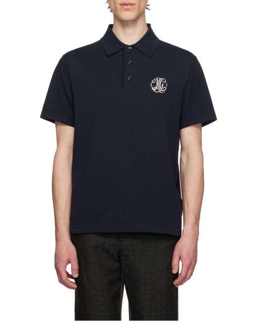 Givenchy Blue Logo-Jacquard Short-Sleeved Polo Shirt for men