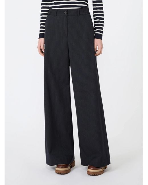 Weekend by Maxmara Black Wool And Cotton Gabardine Trousers