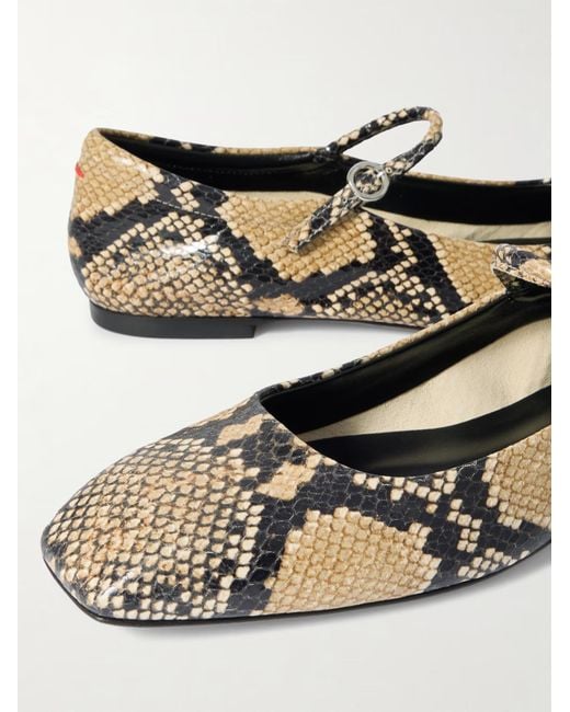 Aeyde Multicolor Snake-Effect Leather Mary Jane Ballet Flats