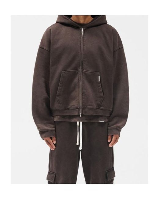 Represent Gray Initial Boxy Zip Through Hoodie for men