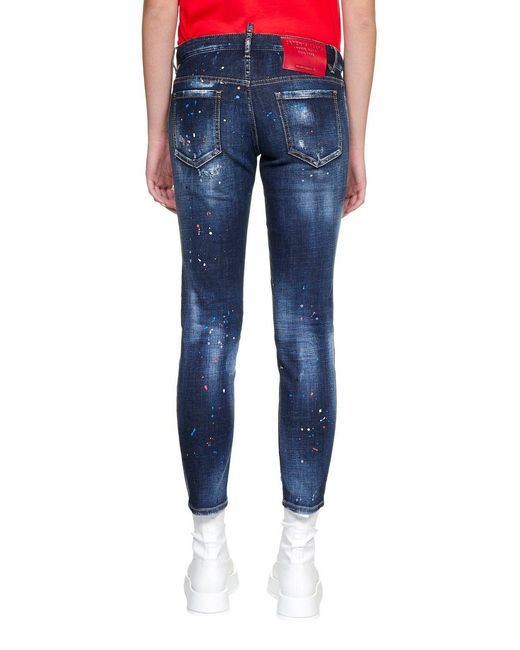 DSquared² Blue Jennifer Distressed Cropped Jeans
