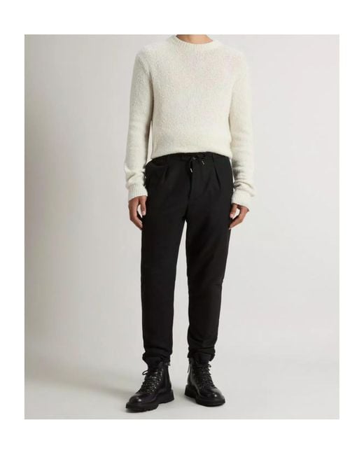 Woolrich Blue Pleated Drawstring Trousers for men