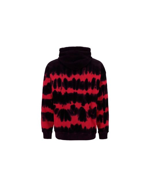 DIESEL Red Tie-Dye Printed Hoodie for men