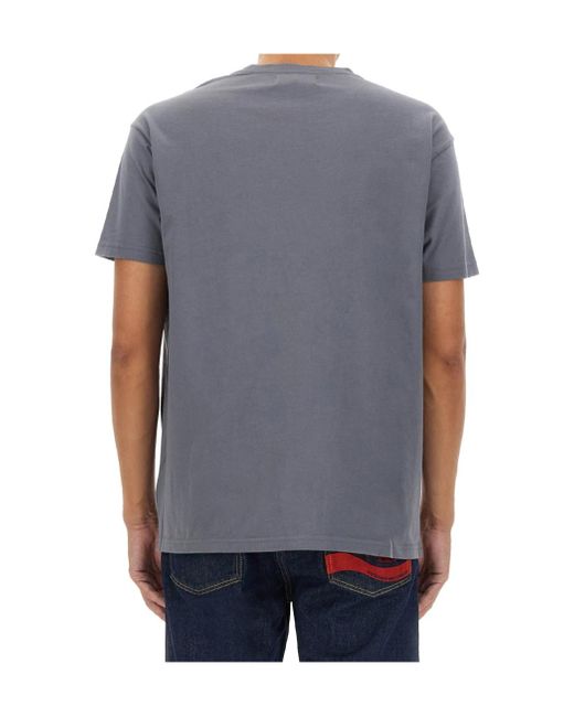 Vivienne Westwood Gray Logo Embroidered Crewneck T-Shirt for men
