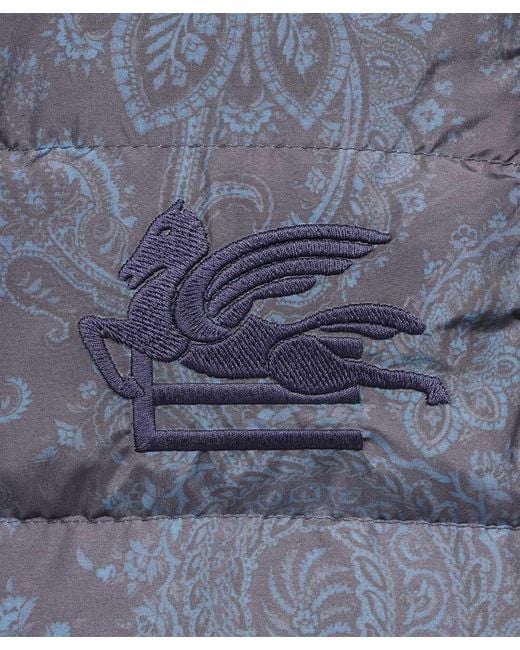 Etro Blue High Collar Sleeveless Vest for men