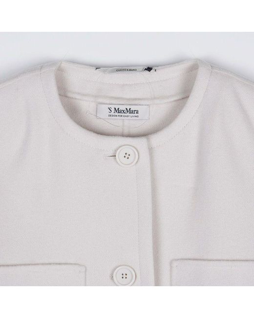 Max Mara White Long-Sleeved Wool Jacket