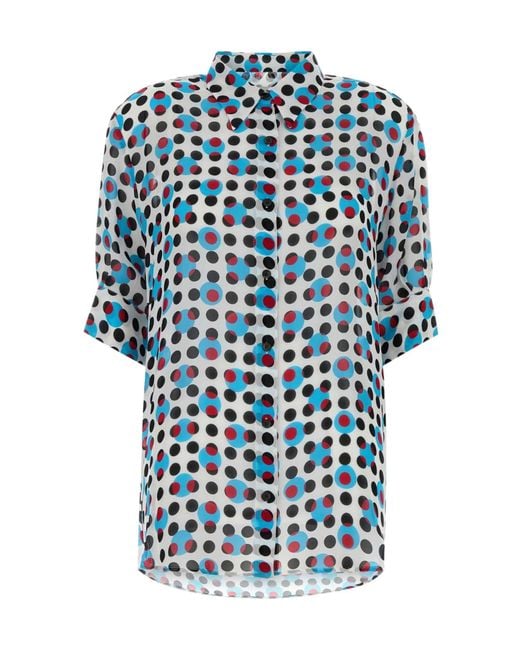 Dries Van Noten Blue Dot Patterned Shirt