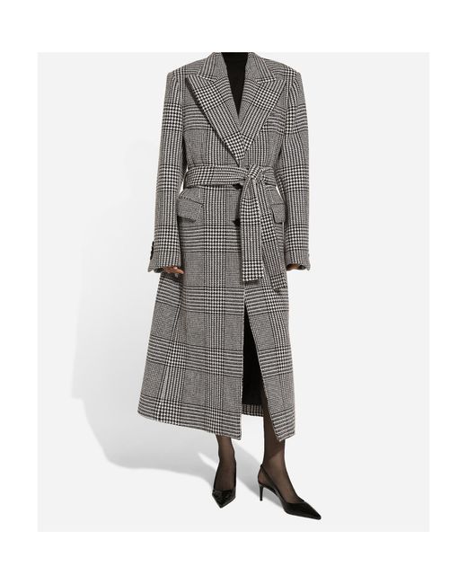 Dolce & Gabbana Gray Check-Pattern Coat