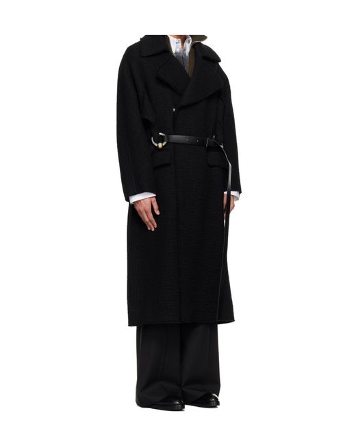 Jean Paul Gaultier Black Ring-Detail Belted Coat for men