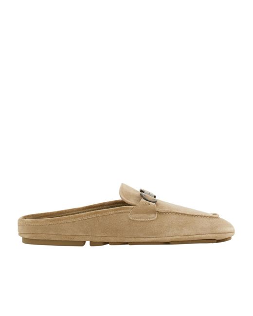 Ferragamo Brown Loafer Mule With Gancini Ornament for men