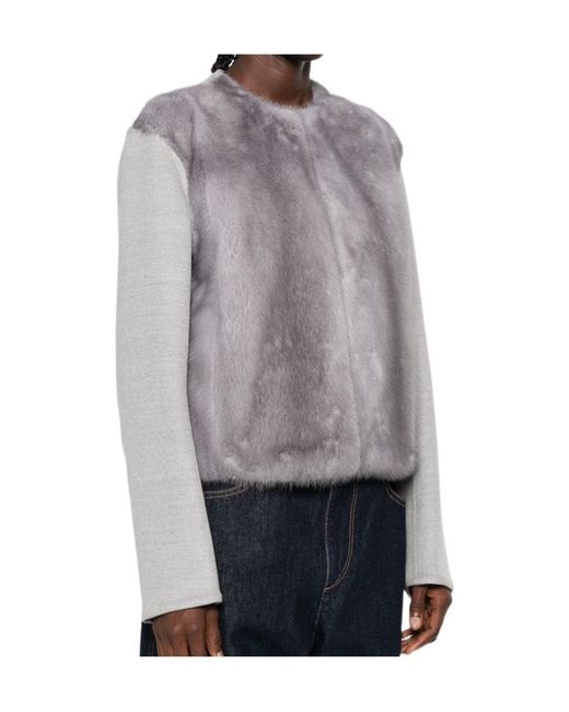 Fabiana Filippi Gray Fur Coat