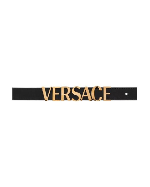 Versace White Logo-Lettering Buckle Belt for men
