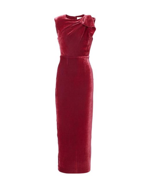 Roland Mouret Red Bow-Detail Velvet Maxi Dress