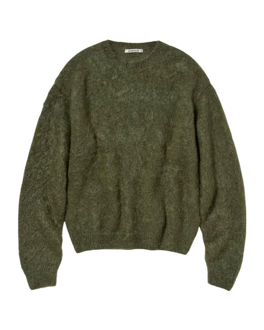 Auralee Green Crew Neck Long-Sleeved Sweater