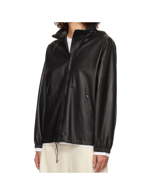 The Row Black Long Sleeve Leather Jacket