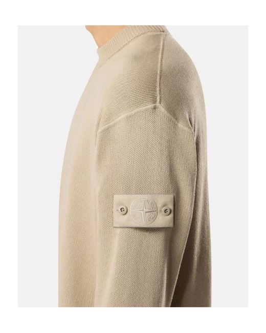 Stone Island Natural Logo-Patch Ribbed-Trim Sweater for men