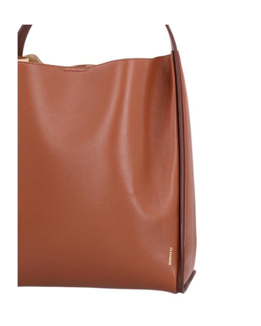 Jil Sander Brown Pivot Bucket Bag