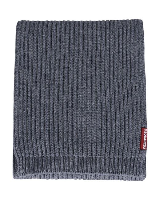 DSquared² White Logo Patch Scarf-Beanie Set for men