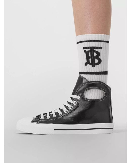 Burberry Black Porthole-Detail High-Top Sneakers for men