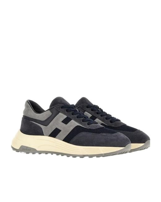 Hogan Blue H-Stripe Low-Top Sneakers for men