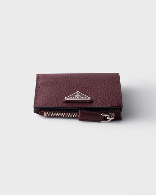 Prada Purple Triangle Logo Saffiano Leather Wallet for men