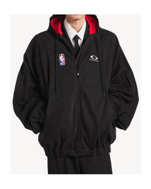 Balenciaga Black Nba Logo Hooded Jacket for men