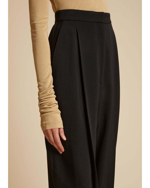 Khaite Black Ashford High-Waisted Tapered Leg Trousers
