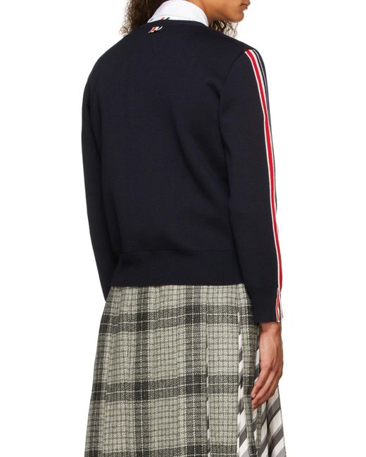 Thom Browne Blue Signature Stripe Trim Jumper for men
